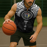 Cook Islands Manta Ray Sleeveless Zip Hoodie Kuki Airani Tattoo Black Color LT14 - Polynesian Pride