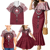 Personalised Cook Islands Mangaia Family Matching Mermaid Dress and Hawaiian Shirt Map With Kuki Airani Manta Ray Tattoo LT14 - Polynesian Pride