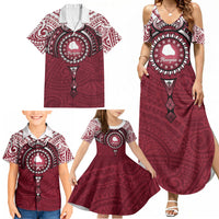 Personalised Cook Islands Mangaia Family Matching Summer Maxi Dress and Hawaiian Shirt Map With Kuki Airani Manta Ray Tattoo LT14 - Polynesian Pride