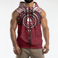 Personalised Cook Islands Mangaia Sleeveless Zip Hoodie Map With Kuki Airani Manta Ray Tattoo LT14 - Polynesian Pride
