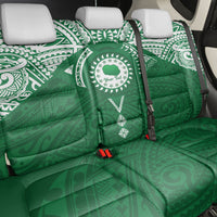 Personalised Cook Islands Rarotonga Back Car Seat Cover Map With Kuki Airani Manta Ray Tattoo LT14 - Polynesian Pride