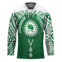 Personalised Cook Islands Rarotonga Hockey Jersey Map With Kuki Airani Manta Ray Tattoo LT14 Unisex Green - Polynesian Pride