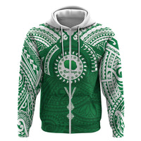 Personalised Cook Islands Rarotonga Hoodie Map With Kuki Airani Manta Ray Tattoo LT14 Zip Hoodie Green - Polynesian Pride