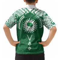 Personalised Cook Islands Rarotonga Kid Hawaiian Shirt Map With Kuki Airani Manta Ray Tattoo LT14 - Polynesian Pride