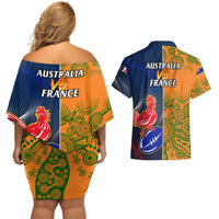 France And Australia Rugby Couples Matching Off Shoulder Short Dress and Hawaiian Shirt 2023 World Cup Le Bleus Wallabies Together LT14 - Polynesian Pride