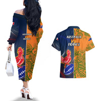 France And Australia Rugby Couples Matching Off The Shoulder Long Sleeve Dress and Hawaiian Shirt 2023 World Cup Le Bleus Wallabies Together LT14 - Polynesian Pride
