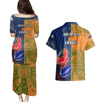 France And Australia Rugby Couples Matching Puletasi Dress and Hawaiian Shirt 2023 World Cup Le Bleus Wallabies Together LT14 - Polynesian Pride