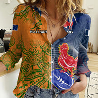 Custom France And Australia Rugby Women Casual Shirt 2023 World Cup Le Bleus Wallabies Together LT14 Female Gold - Polynesian Pride