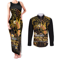 Polynesia Suicide Prevention Awareness Couples Matching Tank Maxi Dress and Long Sleeve Button Shirts Your Life Is Worth Living For Polynesian Gold Pattern LT14 Gold - Polynesian Pride