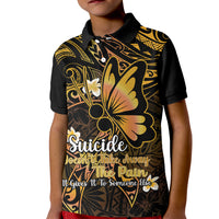 Polynesia Suicide Prevention Awareness Kid Polo Shirt Your Life Is Worth Living For Polynesian Gold Pattern LT14 Kid Gold - Polynesian Pride