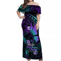 Polynesia Suicide Prevention Awareness Off Shoulder Maxi Dress Your Life Is Worth Living For Polynesian Purple Pattern LT14 Women Purple - Polynesian Pride