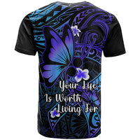 Polynesia Suicide Prevention Awareness T Shirt Your Life Is Worth Living For Polynesian Purple Pattern LT14 - Polynesian Pride