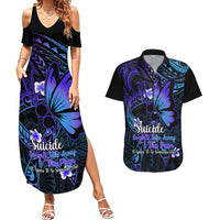 Polynesia Suicide Prevention Awareness Couples Matching Summer Maxi Dress and Hawaiian Shirt Your Life Is Worth Living For Polynesian Blue Pattern LT14 Gold - Polynesian Pride