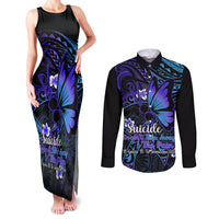 Polynesia Suicide Prevention Awareness Couples Matching Tank Maxi Dress and Long Sleeve Button Shirts Your Life Is Worth Living For Polynesian Blue Pattern LT14 Gold - Polynesian Pride