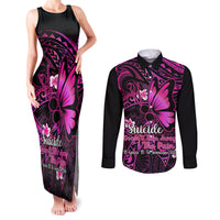 Polynesia Suicide Prevention Awareness Couples Matching Tank Maxi Dress and Long Sleeve Button Shirts Your Life Is Worth Living For Polynesian Pink Pattern LT14 Pink - Polynesian Pride