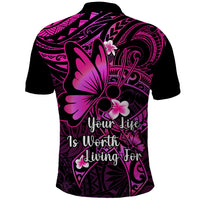 Polynesia Suicide Prevention Awareness Polo Shirt Your Life Is Worth Living For Polynesian Pink Pattern LT14 - Polynesian Pride