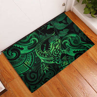New Zealand Tuatara Rubber Doormat Aotearoa Maori Clematis Flowers - Green LT14 - Polynesian Pride
