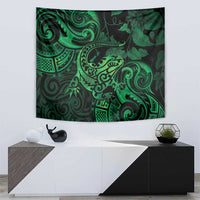 New Zealand Tuatara Tapestry Aotearoa Maori Clematis Flowers - Green LT14 - Polynesian Pride