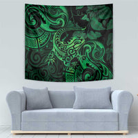 New Zealand Tuatara Tapestry Aotearoa Maori Clematis Flowers - Green LT14 - Polynesian Pride