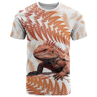 Red New Zealand Tuatara T Shirt Aotearoa Sphenodon Punctatus Silver Fern LT14 Red - Polynesian Pride