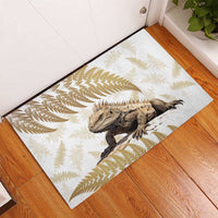 Gold New Zealand Tuatara Rubber Doormat Aotearoa Sphenodon Punctatus Silver Fern LT14 - Polynesian Pride
