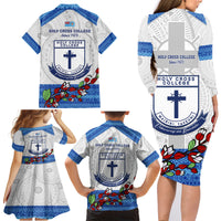 Fiji Holy Cross College Family Matching Long Sleeve Bodycon Dress and Hawaiian Shirt Happy 50th Anniversary Fijian Tagimoucia Tapa Pattern LT14 - Polynesian Pride