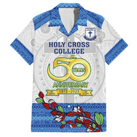 Fiji Holy Cross College Family Matching Long Sleeve Bodycon Dress and Hawaiian Shirt Happy 50th Anniversary Fijian Tagimoucia Tapa Pattern LT14 Dad's Shirt - Short Sleeve White - Polynesian Pride
