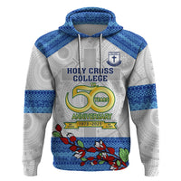 Fiji Holy Cross College Hoodie Happy 50th Anniversary Fijian Tagimoucia Tapa Pattern LT14 Pullover Hoodie White - Polynesian Pride