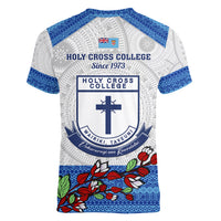 fiji-holy-cross-college-women-v-neck-t-shirt-happy-50th-anniversary-fijian-tagimoucia-tapa-pattern