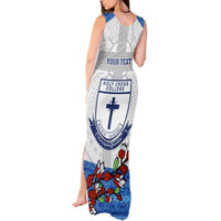 Personalised Fiji Holy Cross College Tank Maxi Dress Happy 50th Anniversary Fijian Tagimoucia Tapa Pattern LT14 - Polynesian Pride