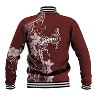 Oxblood Hawaii Baseball Jacket Hammerhead Shark Tattoo Curve Polynesian - Polynesian Pride