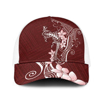 Oxblood Hawaii Baseball Net Cap Hammerhead Shark Tattoo Curve Polynesian LT14 One Size White Oxblood - Polynesian Pride