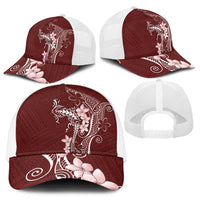Oxblood Hawaii Baseball Net Cap Hammerhead Shark Tattoo Curve Polynesian - Polynesian Pride