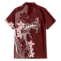 Oxblood Hawaii Family Matching Long Sleeve Bodycon Dress and Hawaiian Shirt Hammerhead Shark Tattoo Curve Polynesian - Polynesian Pride