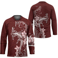 Oxblood Hawaii Hockey Jersey Hammerhead Shark Tattoo Curve Polynesian - Polynesian Pride