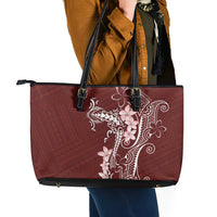 Oxblood Hawaii Leather Tote Bag Hammerhead Shark Tattoo Curve Polynesian - Polynesian Pride