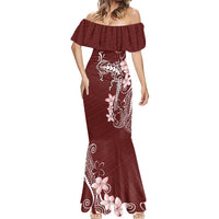 Oxblood Hawaii Mermaid Dress Hammerhead Shark Tattoo Curve Polynesian - Polynesian Pride