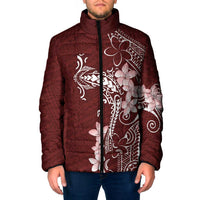 Oxblood Hawaii Padded Jacket Hammerhead Shark Tattoo Curve Polynesian - Polynesian Pride