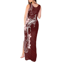 Oxblood Hawaii Tank Maxi Dress Hammerhead Shark Tattoo Curve Polynesian - Polynesian Pride