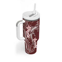 Oxblood Hawaii Tumbler With Handle Hammerhead Shark Tattoo Curve Polynesian - Polynesian Pride