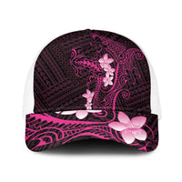 Pink Hawaii Baseball Net Cap Hammerhead Shark Tattoo Curve Polynesian LT14 One Size White Pink - Polynesian Pride