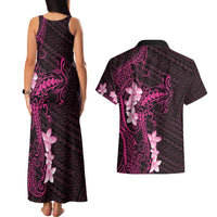 Pink Hawaii Couples Matching Tank Maxi Dress and Hawaiian Shirt Hammerhead Shark Tattoo Curve Polynesian - Polynesian Pride