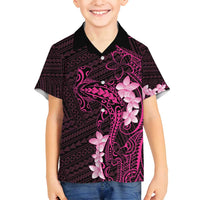 Pink Hawaii Family Matching Puletasi and Hawaiian Shirt Hammerhead Shark Tattoo Curve Polynesian - Polynesian Pride