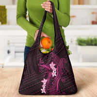 Pink Hawaii Grocery Bag Hammerhead Shark Tattoo Curve Polynesian - Polynesian Pride