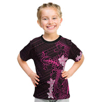 Pink Hawaii Kid T Shirt Hammerhead Shark Tattoo Curve Polynesian - Polynesian Pride