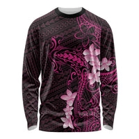 Pink Hawaii Long Sleeve Shirt Hammerhead Shark Tattoo Curve Polynesian - Polynesian Pride