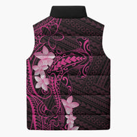 Pink Hawaii Sleeveless Puffer Jacket Hammerhead Shark Tattoo Curve Polynesian - Polynesian Pride