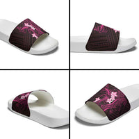 Pink Hawaii Slide Sandals Hammerhead Shark Tattoo Curve Polynesian - Polynesian Pride