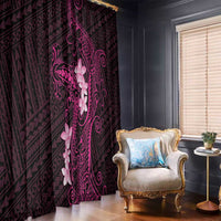 Pink Hawaii Window Curtain Hammerhead Shark Tattoo Curve Polynesian - Polynesian Pride