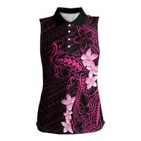 Pink Hawaii Women Sleeveless Polo Shirt Hammerhead Shark Tattoo Curve Polynesian - Polynesian Pride